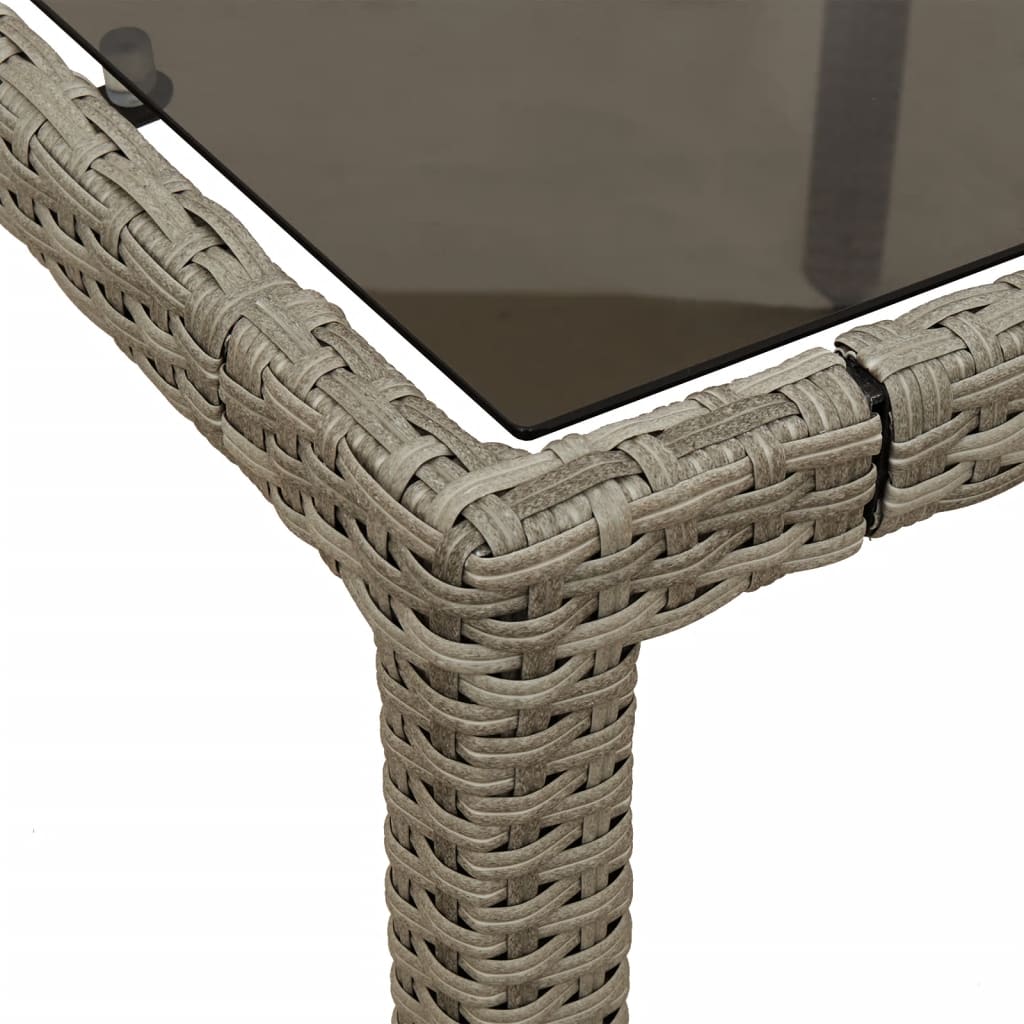 világosszürke polyrattan üveglapos kerti asztal 190x90x75 cm