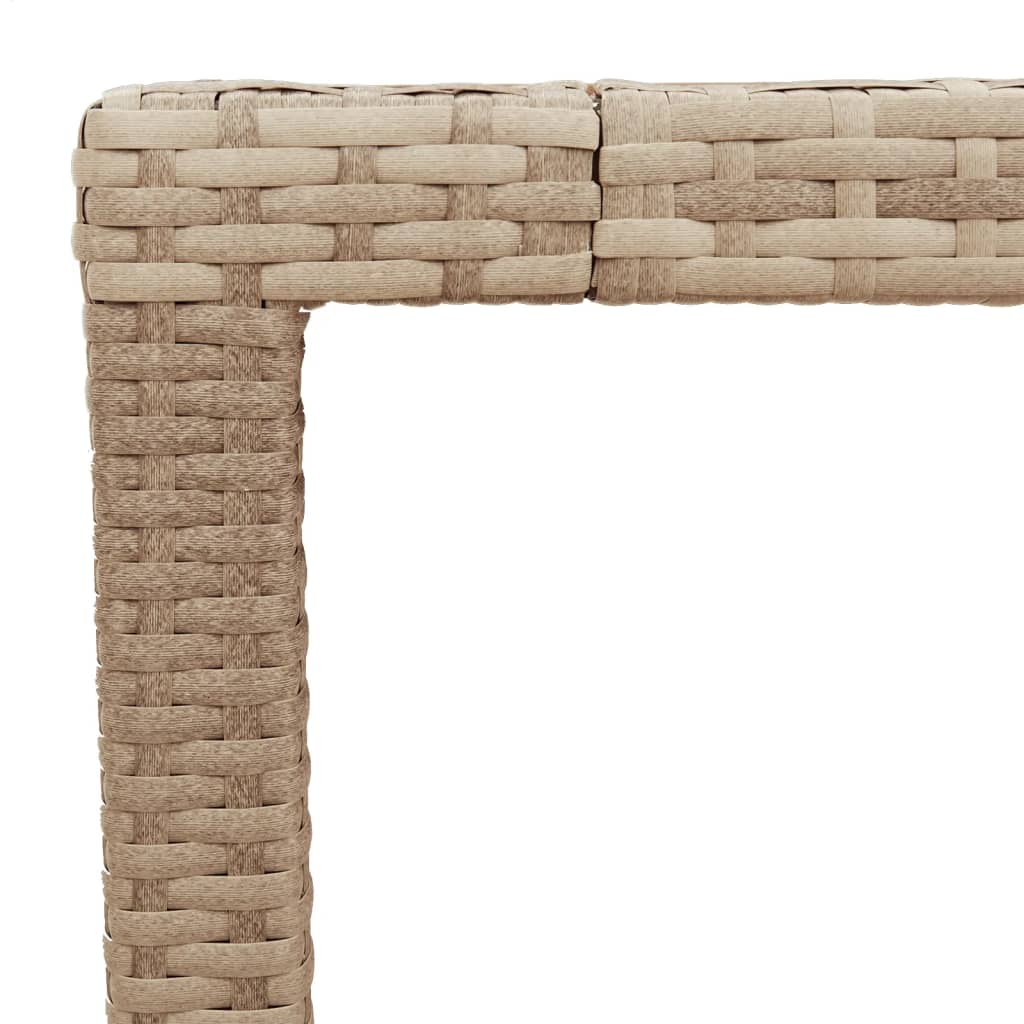 bézs polyrattan és akácfa kerti asztal 190 x 90 x 75 cm