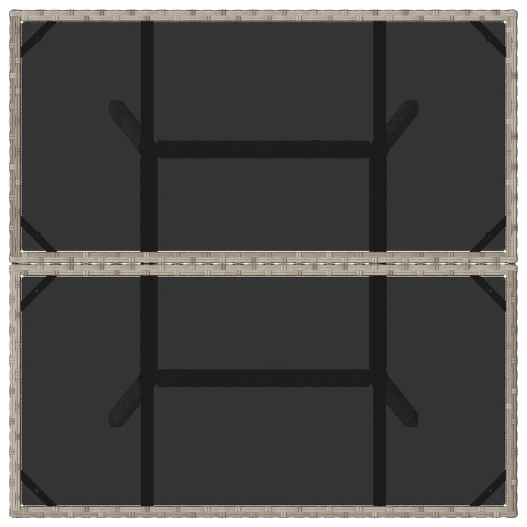 világosszürke polyrattan üveglapos kerti asztal 80 x 80 x 75 cm