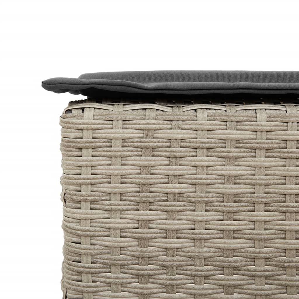 2 db világosszürke polyrattan kerti bárszék párnával