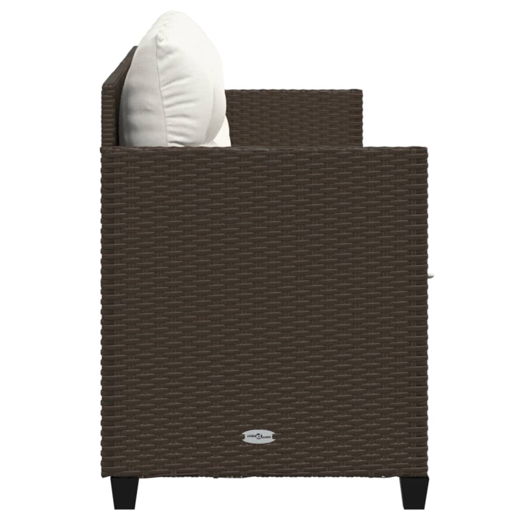 barna polyrattan napozóágy párnával