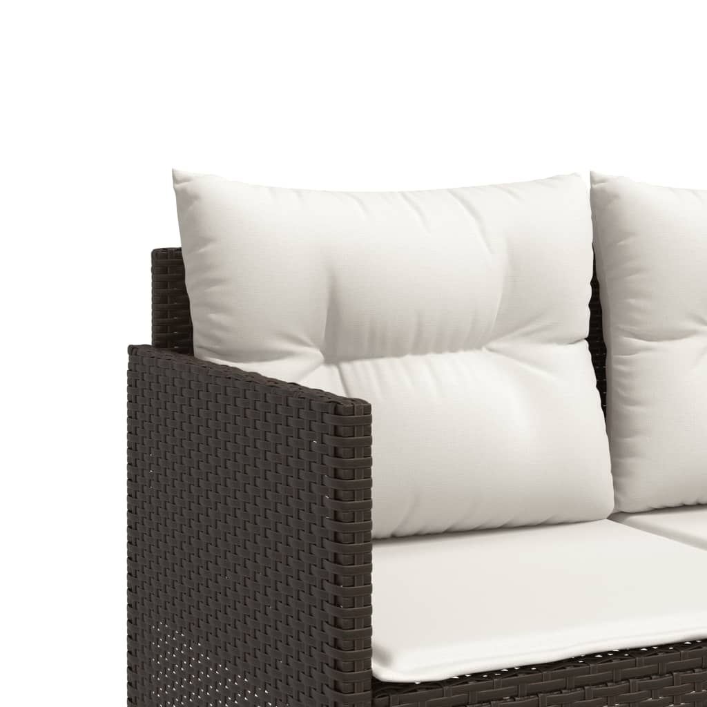 barna polyrattan napozóágy párnával