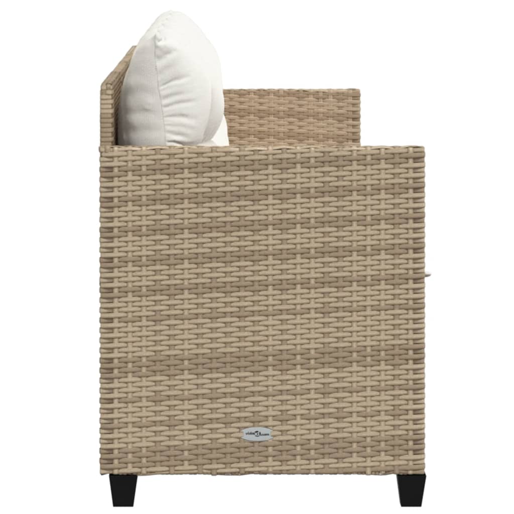 bézs polyrattan napozóágy párnával