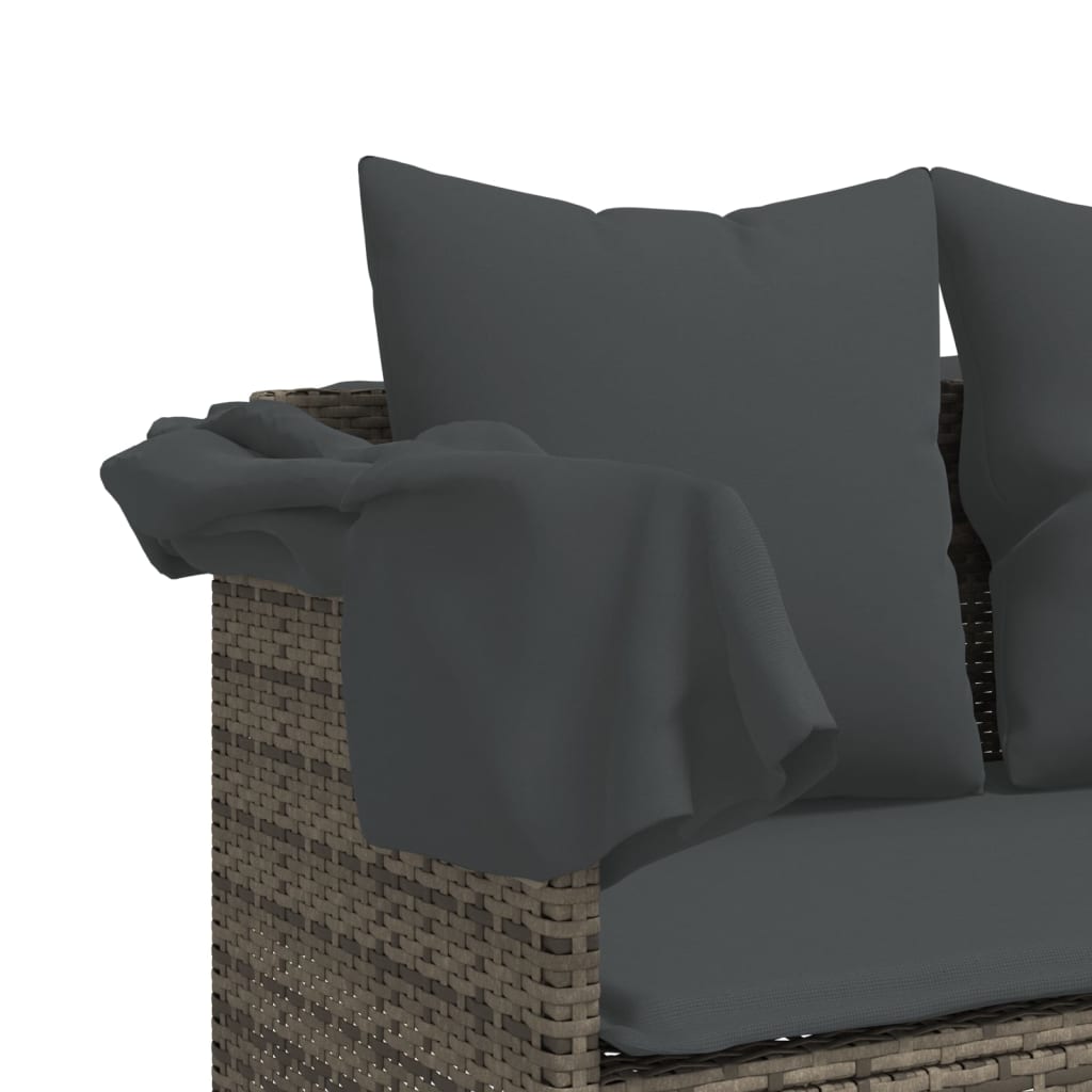 szürke polyrattan napozóágy párnával