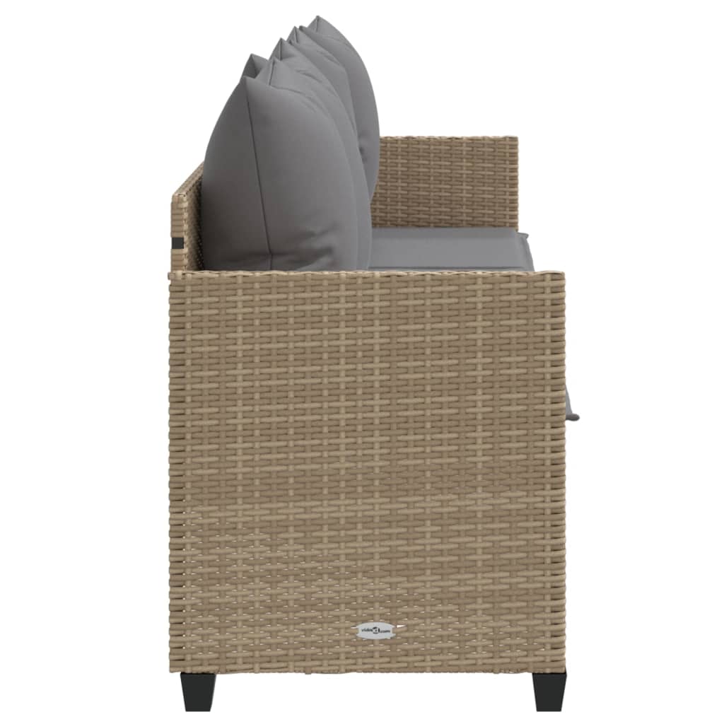 bézs polyrattan napozóágy párnával