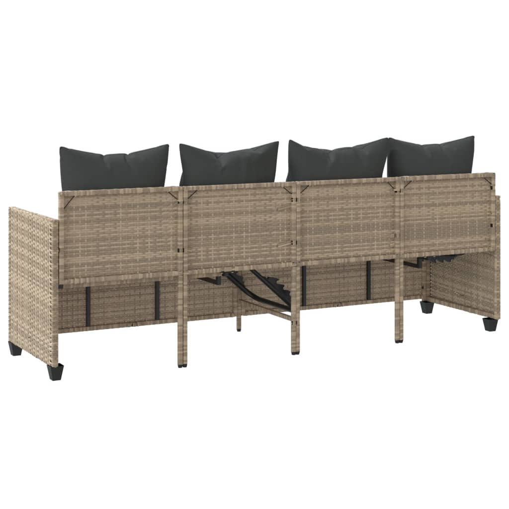 világosszürke polyrattan napozóágy párnával