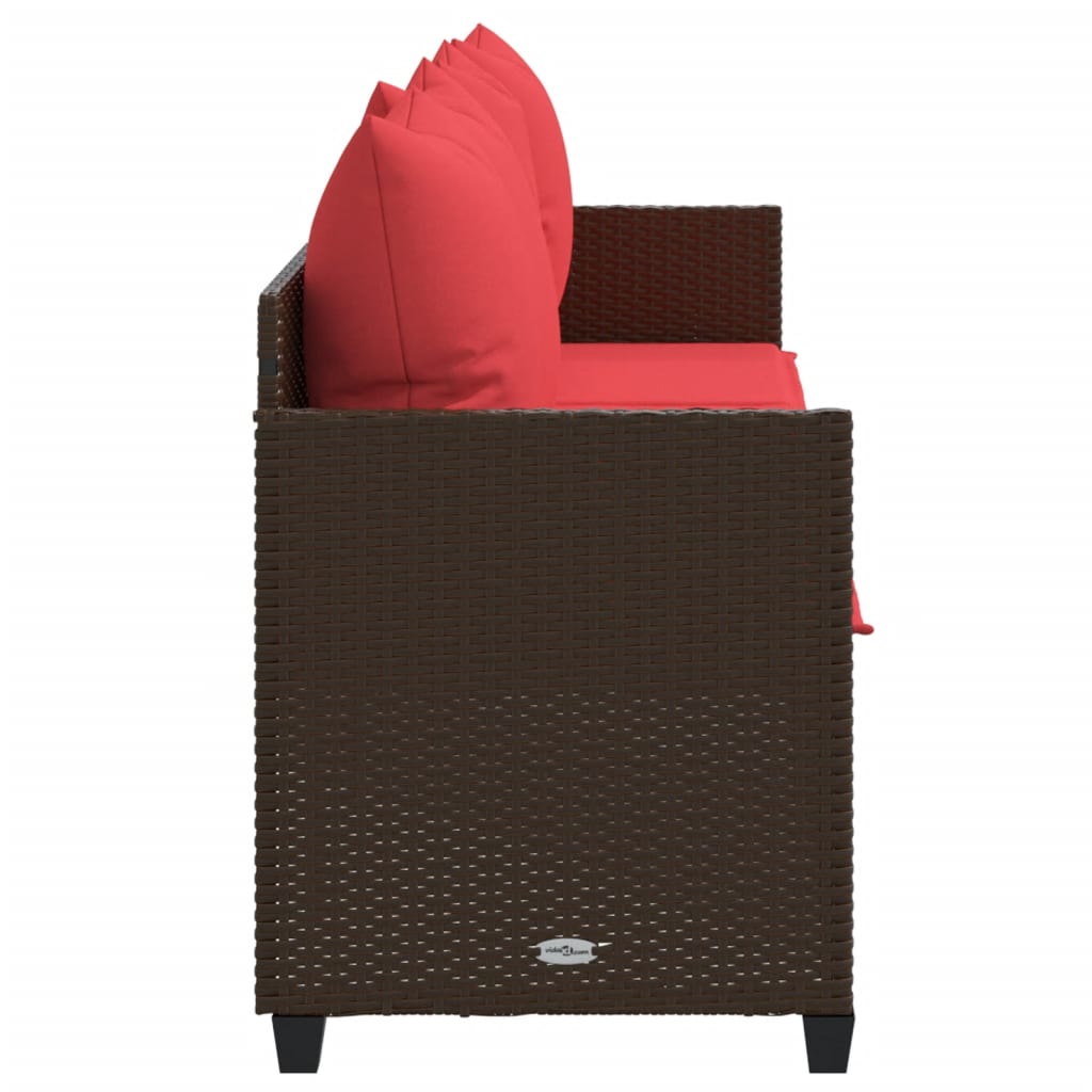 barna polyrattan napozóágy párnával