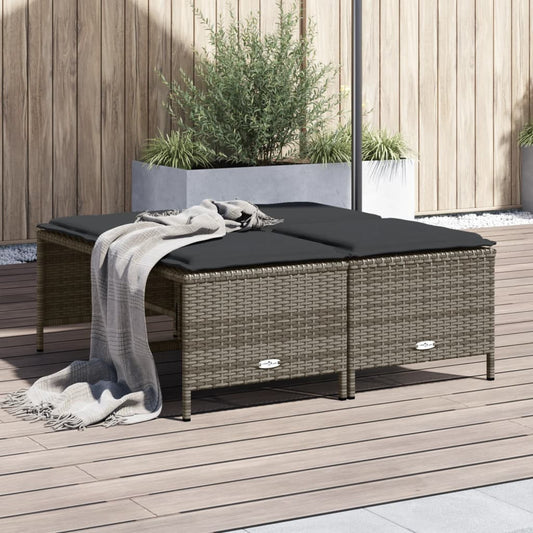 4 db szürke polyrattan kerti szék párnákkal
