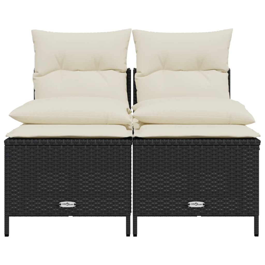 4 részes fekete polyrattan kerti ülőgarnitúra párnákkal
