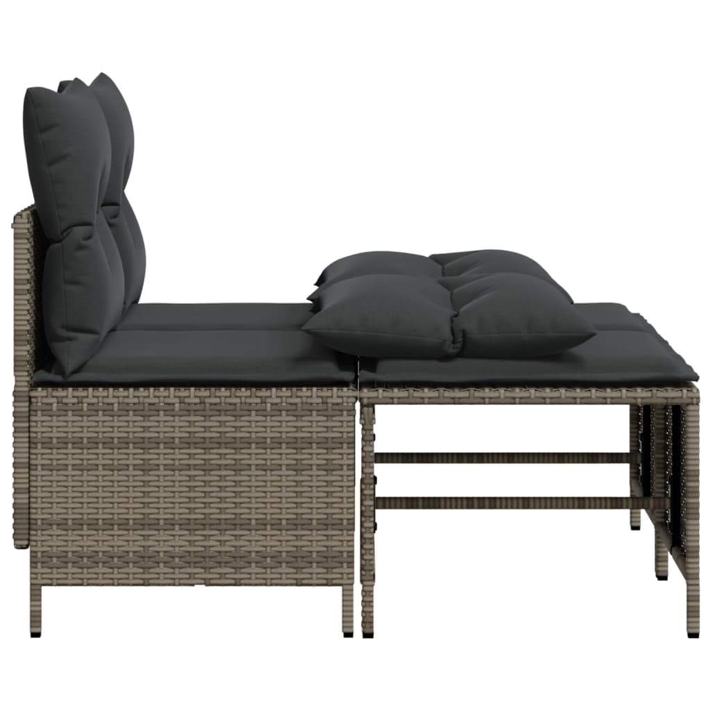 4 részes szürke polyrattan kerti ülőgarnitúra párnákkal