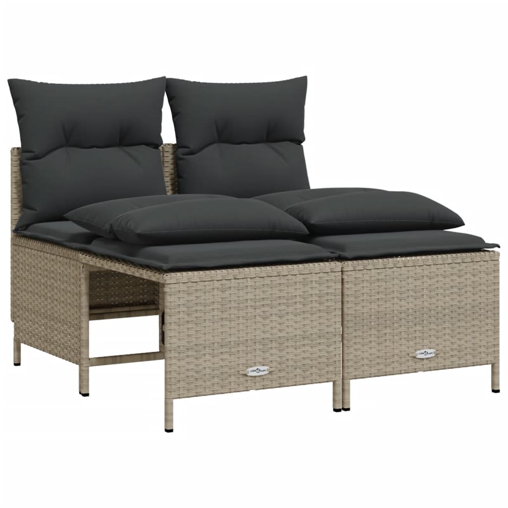 4 részes világosszürke polyrattan kerti ülőgarnitúra párnákkal