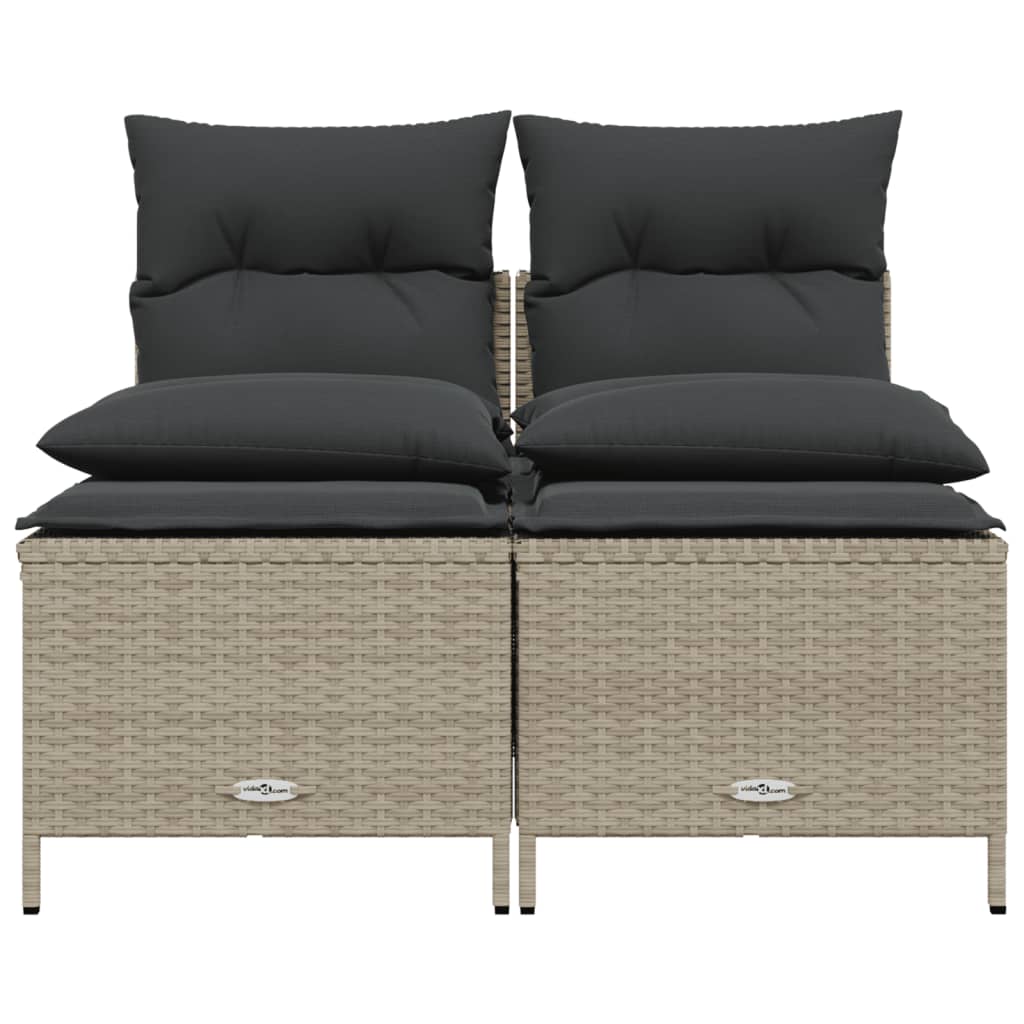 4 részes világosszürke polyrattan kerti ülőgarnitúra párnákkal