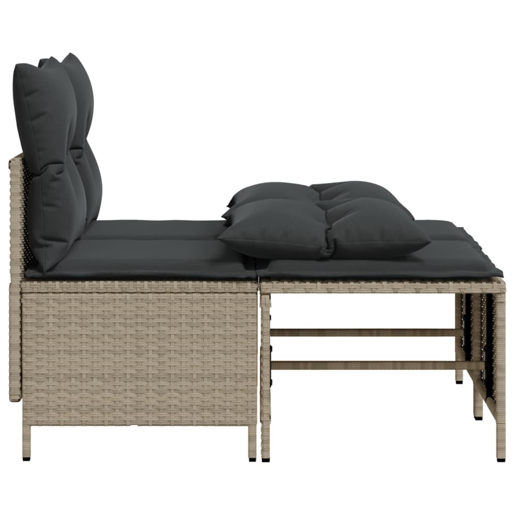 4 részes világosszürke polyrattan kerti ülőgarnitúra párnákkal
