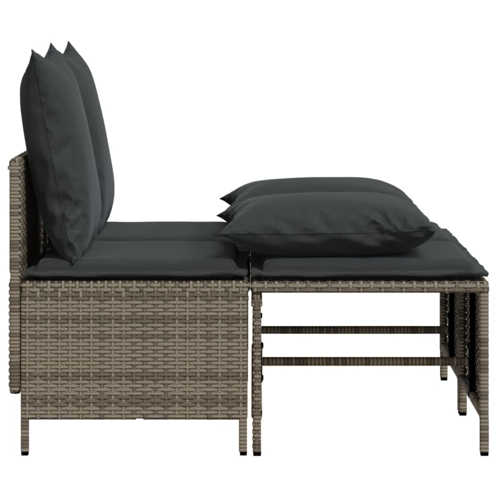 4 részes szürke polyrattan kerti ülőgarnitúra párnákkal
