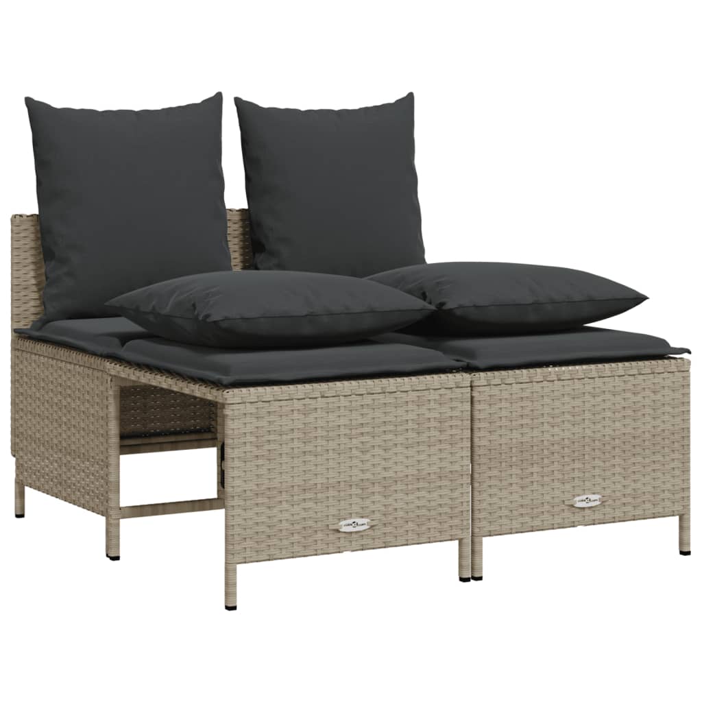 4 részes világosszürke polyrattan kerti ülőgarnitúra párnákkal