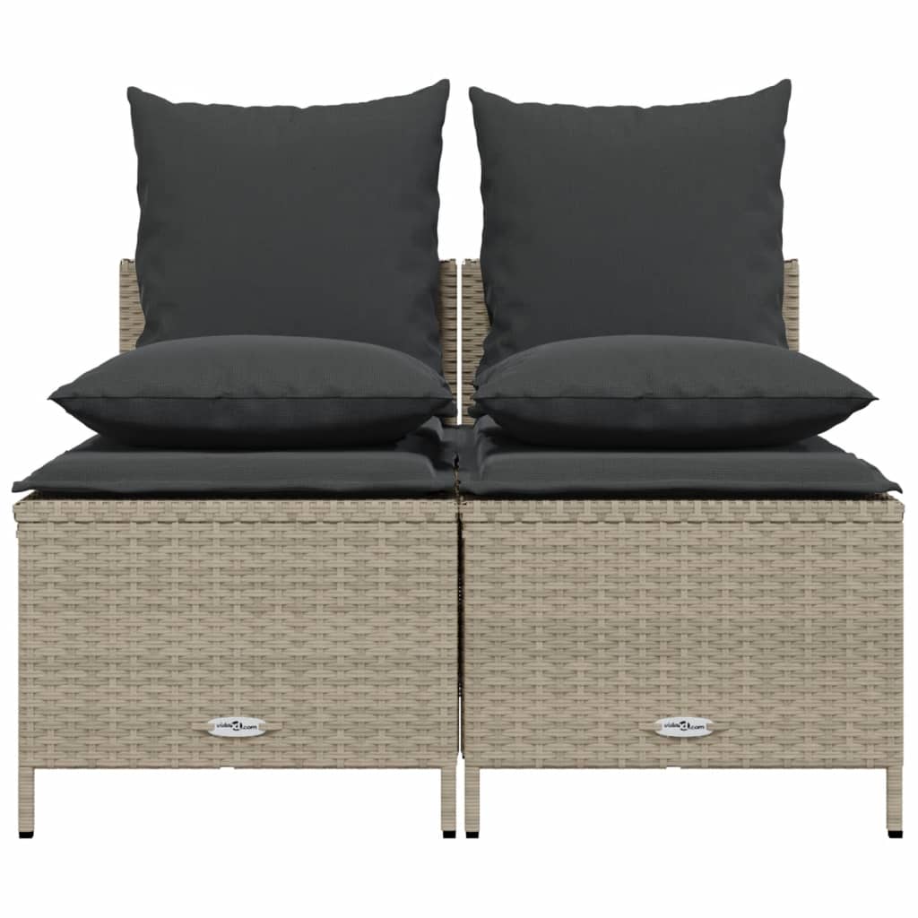 4 részes világosszürke polyrattan kerti ülőgarnitúra párnákkal