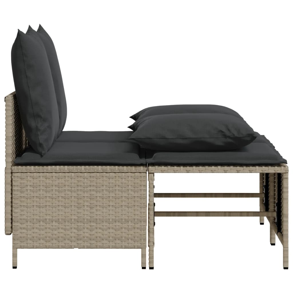 4 részes világosszürke polyrattan kerti ülőgarnitúra párnákkal
