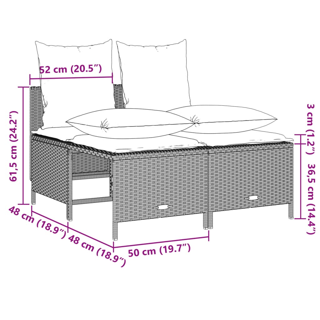 4 részes világosszürke polyrattan kerti ülőgarnitúra párnákkal