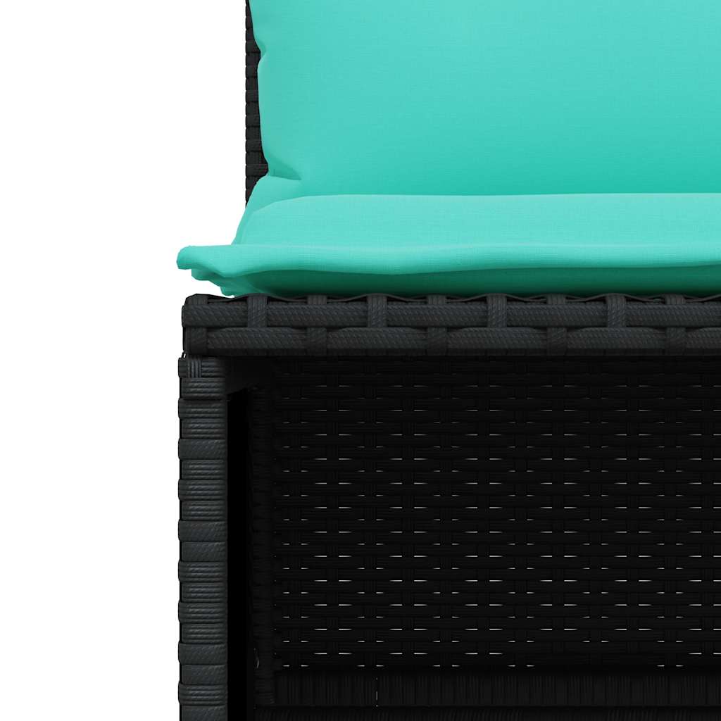 4 db fekete polyrattan kerti kanapégarnitúra párnákkal