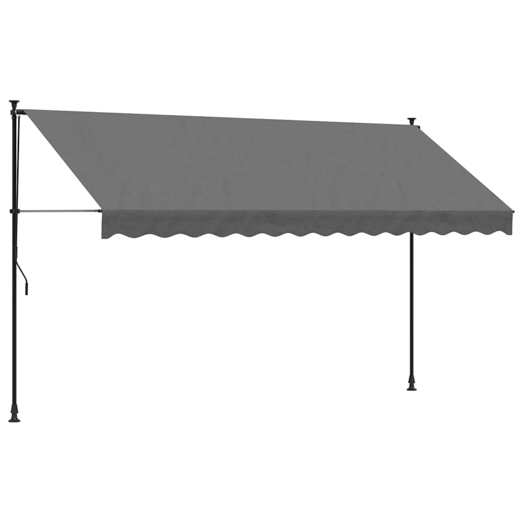 antracit szövet és acél feltekerhető napellenző 350 x 150 cm