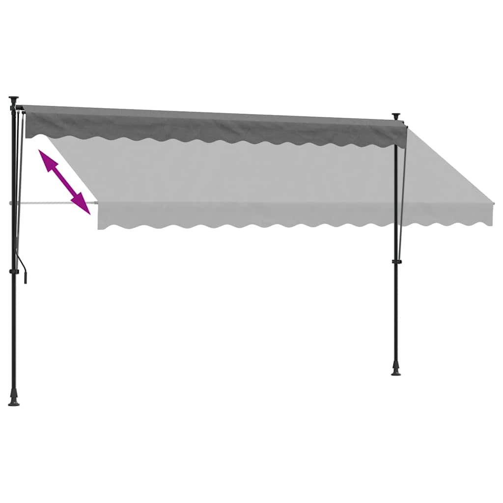 antracit szövet és acél feltekerhető napellenző 350 x 150 cm
