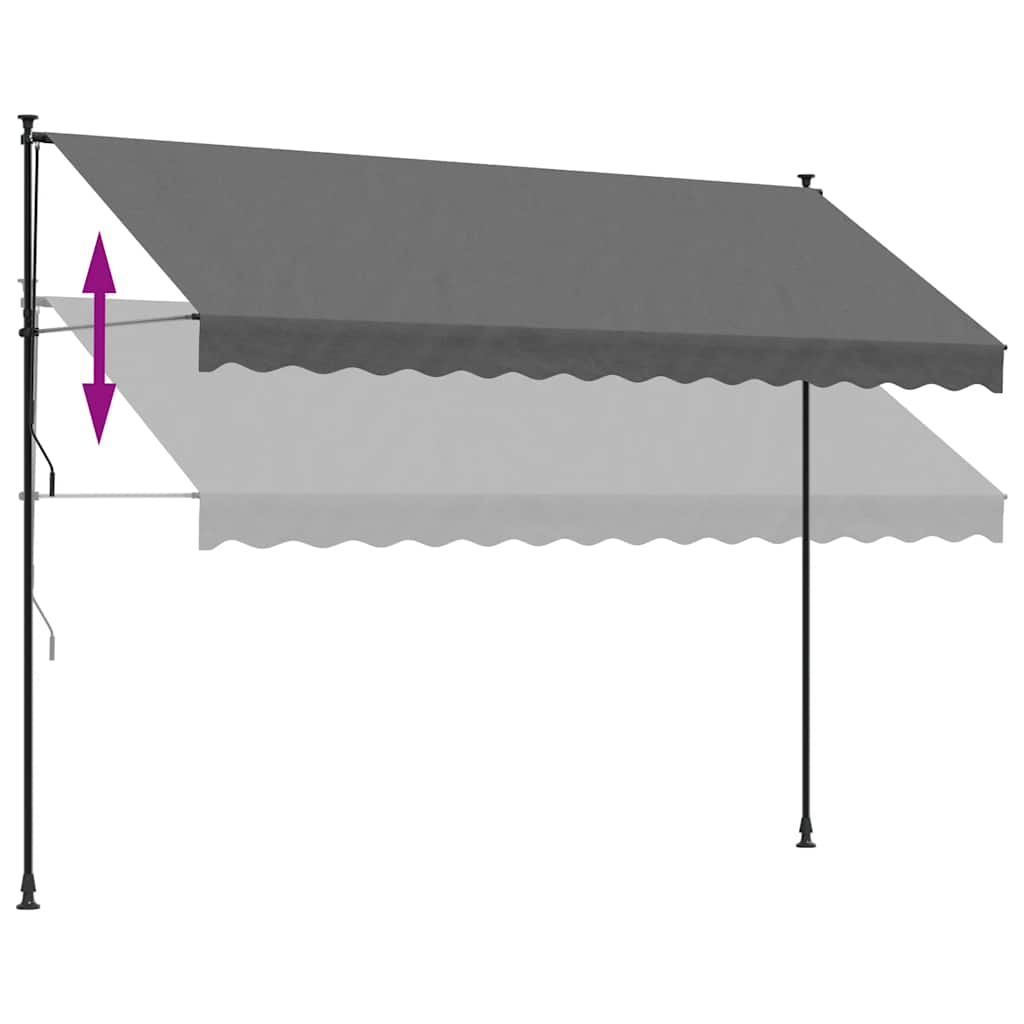 antracit szövet és acél feltekerhető napellenző 350 x 150 cm
