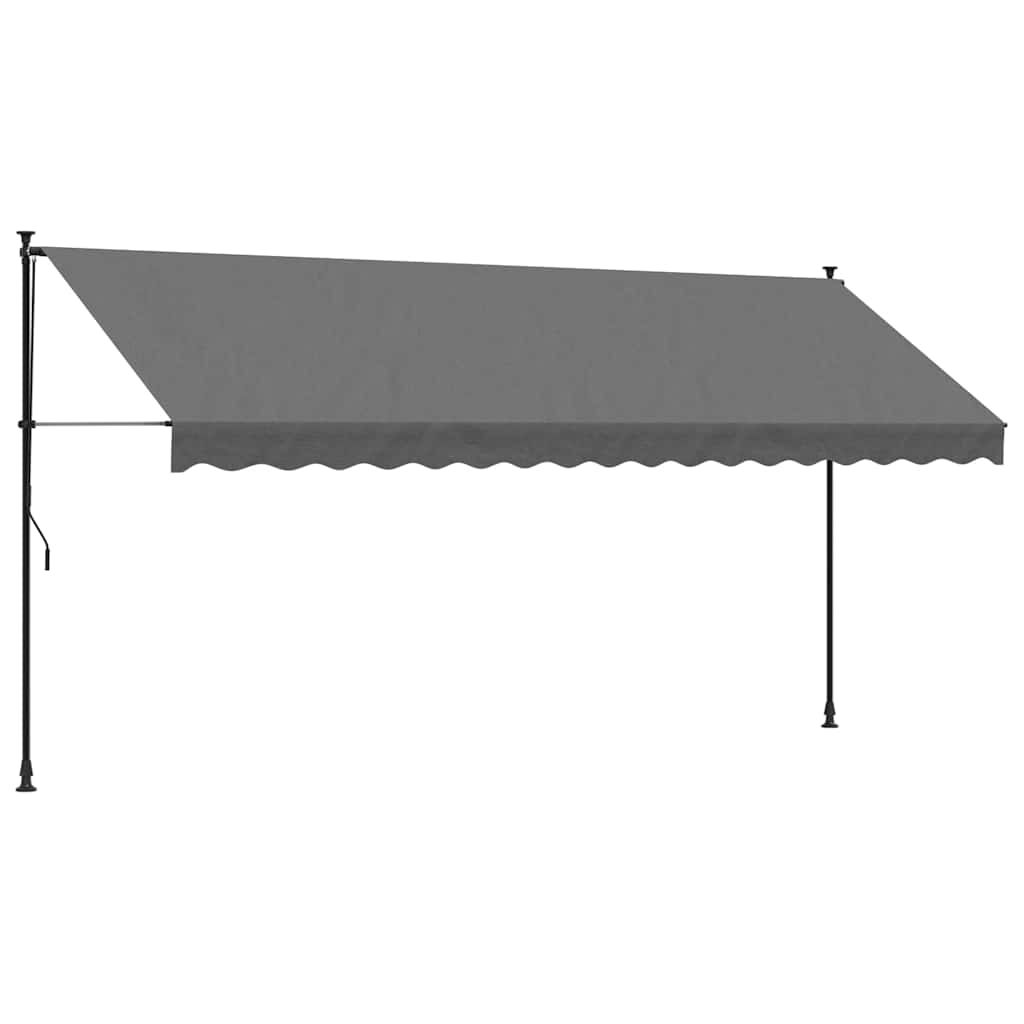 antracit szövet és acél feltekerhető napellenző 400 x 150 cm