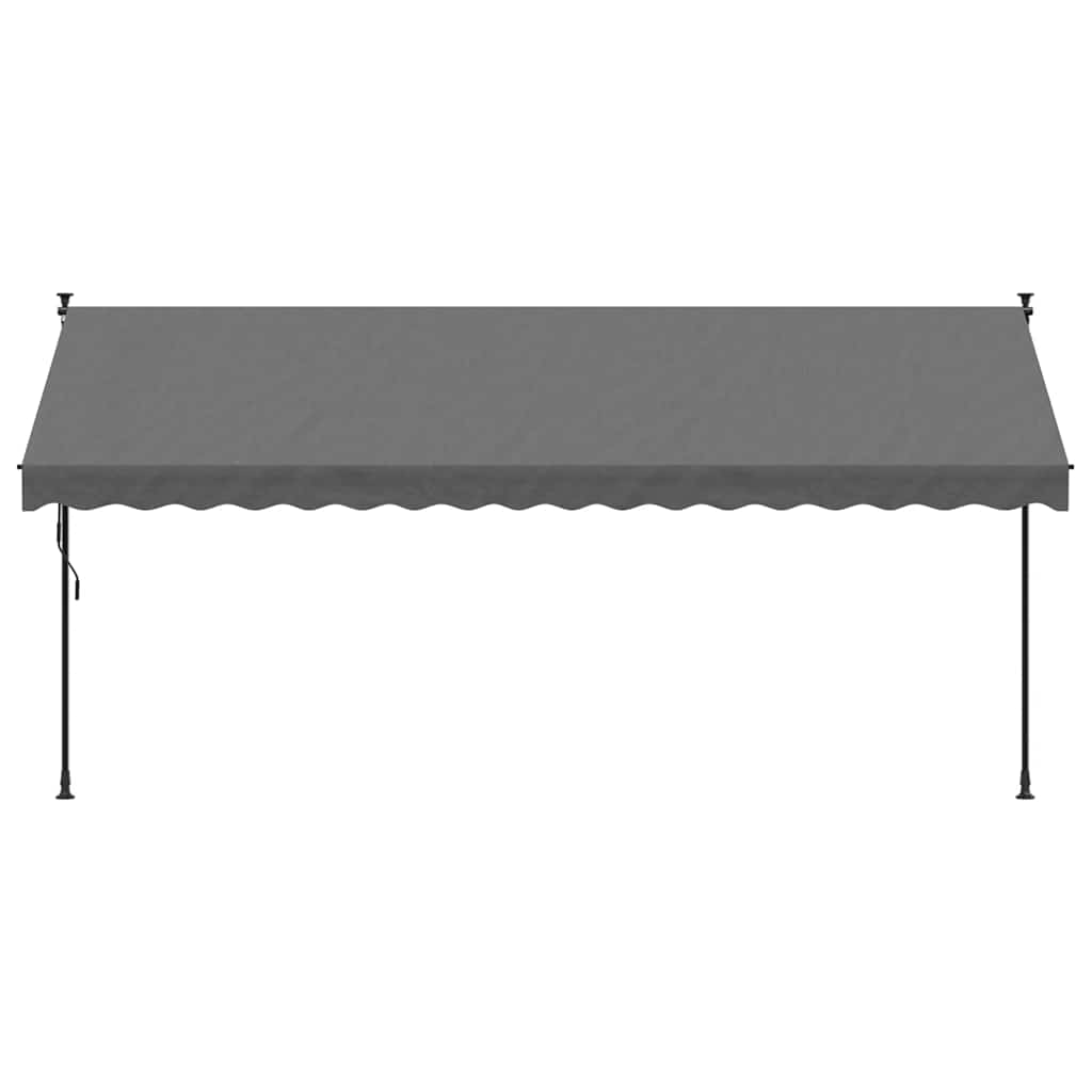 antracit szövet és acél feltekerhető napellenző 400 x 150 cm