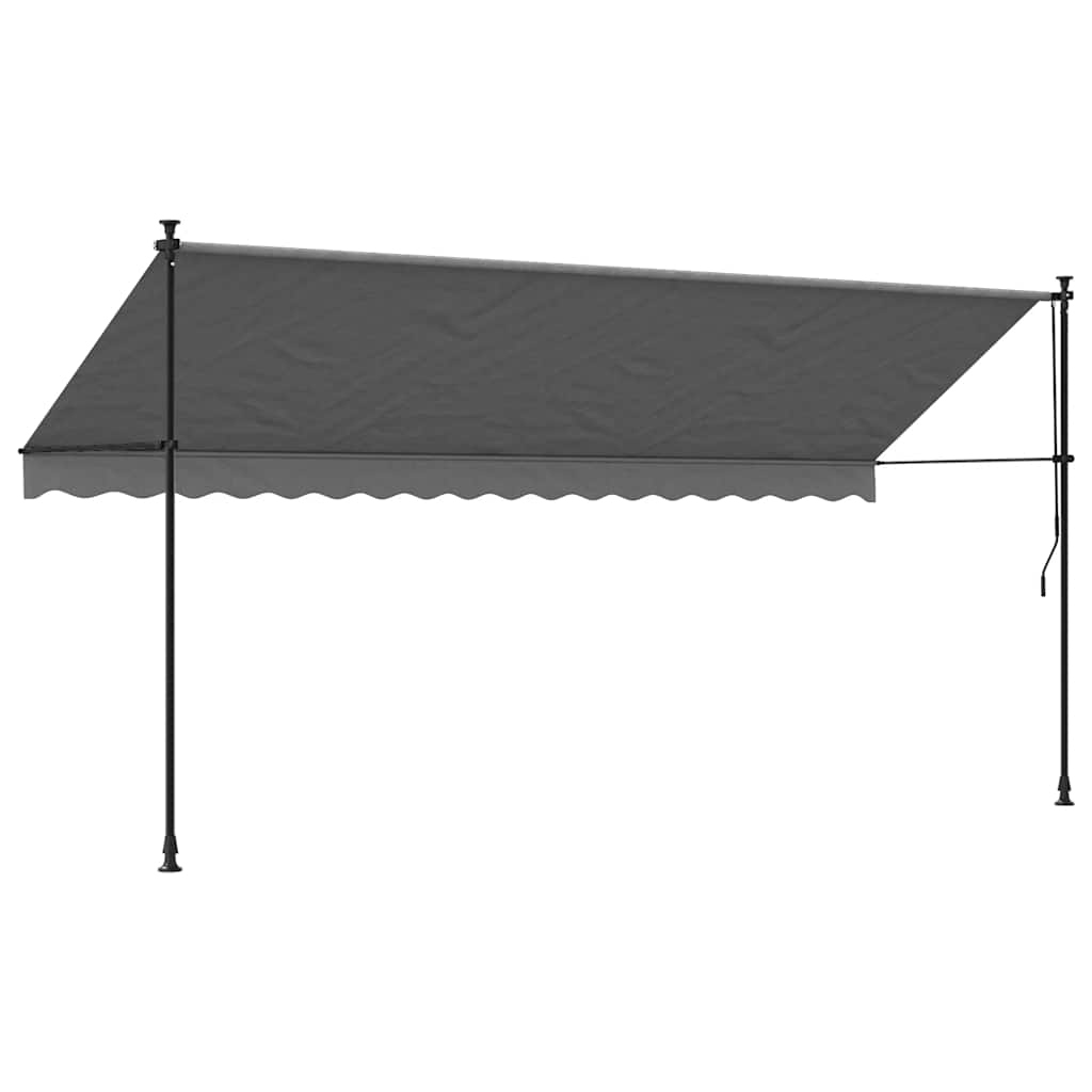 antracit szövet és acél feltekerhető napellenző 400 x 150 cm