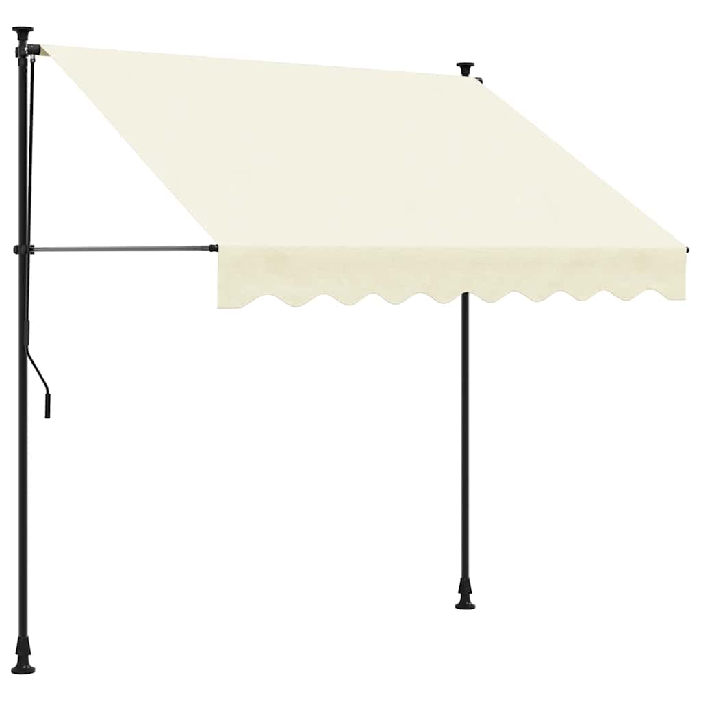 krémszínű szövet és acél feltekerhető napellenző 250 x 150 cm