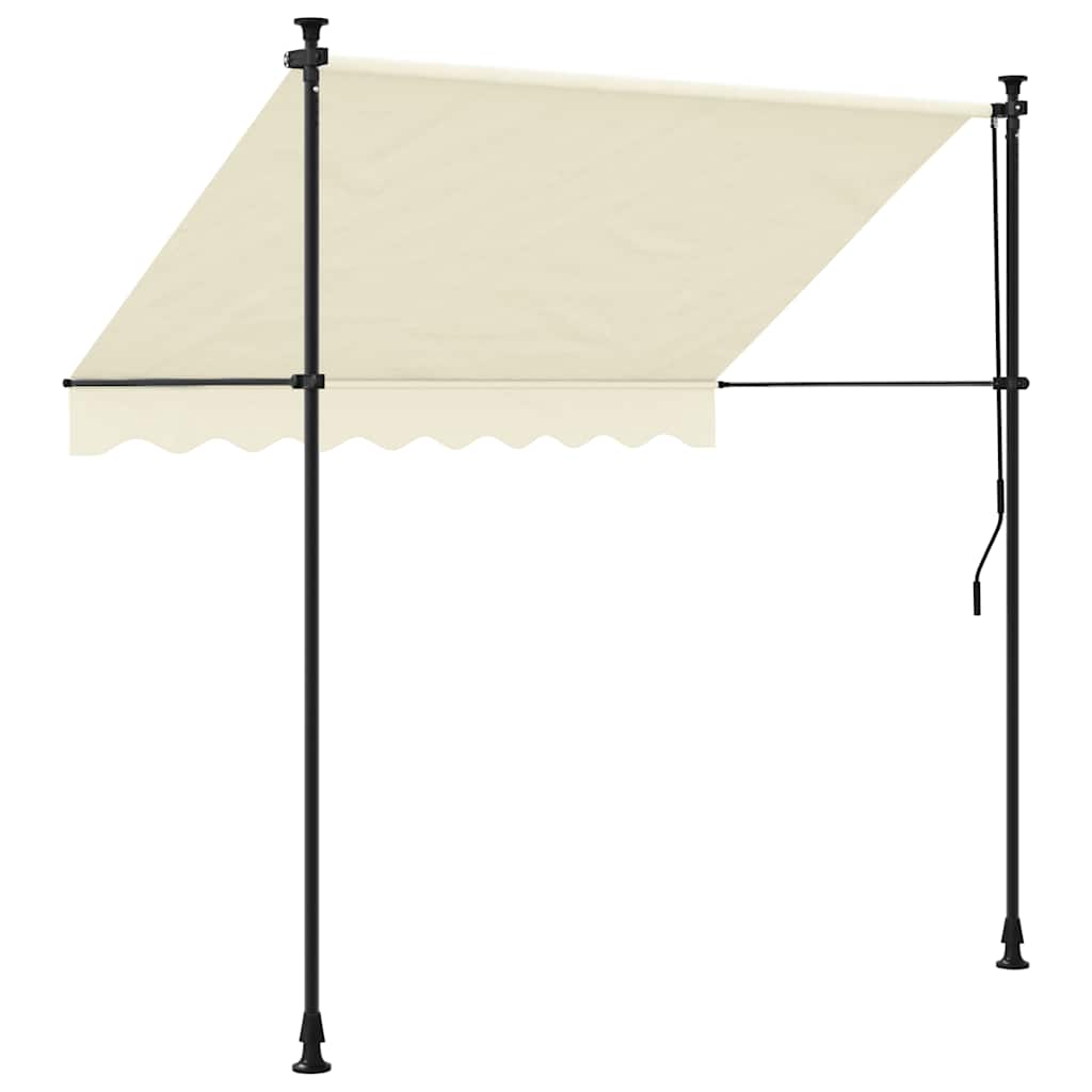 krémszínű szövet és acél feltekerhető napellenző 250 x 150 cm
