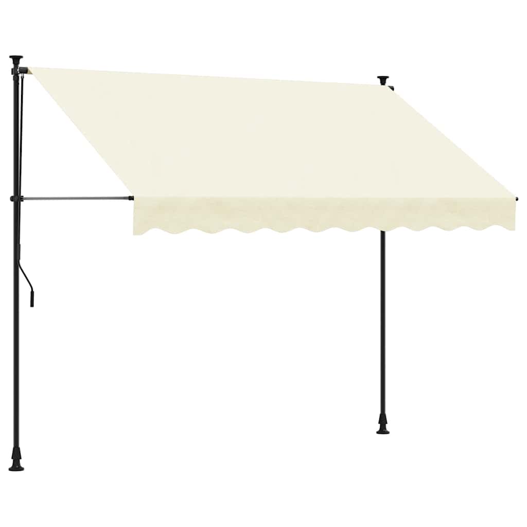 krémszínű szövet és acél feltekerhető napellenző 300 x 150 cm