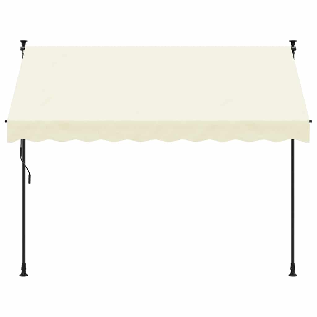 krémszínű szövet és acél feltekerhető napellenző 300 x 150 cm