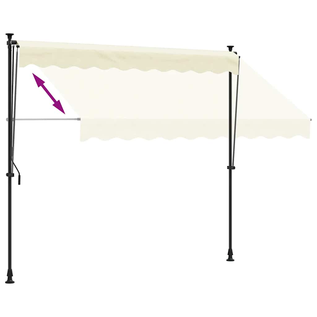 krémszínű szövet és acél feltekerhető napellenző 300 x 150 cm