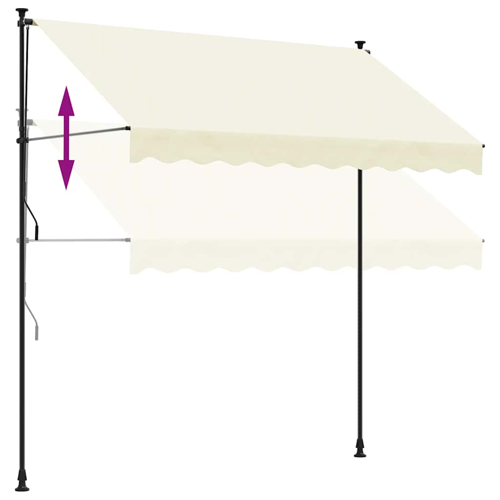 krémszínű szövet és acél feltekerhető napellenző 300 x 150 cm