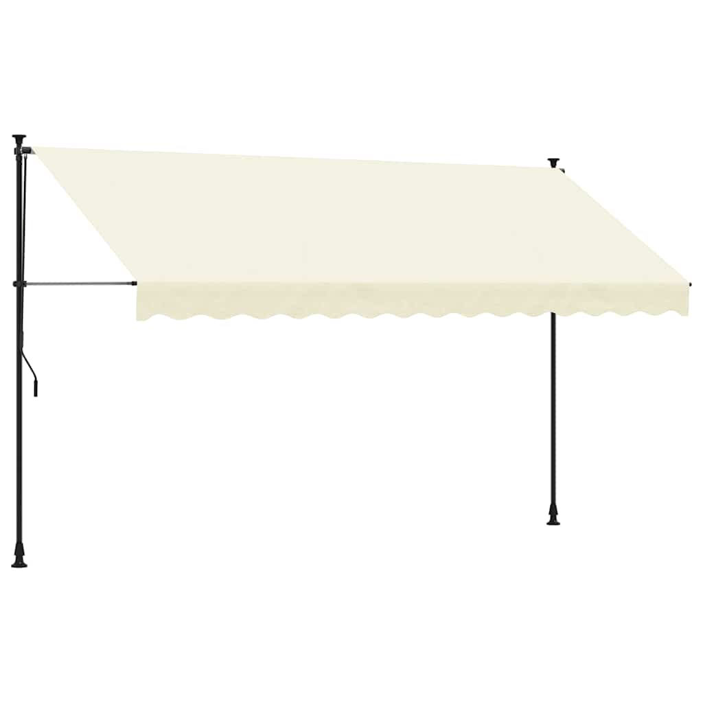 krémszínű szövet és acél feltekerhető napellenző 350 x 150 cm