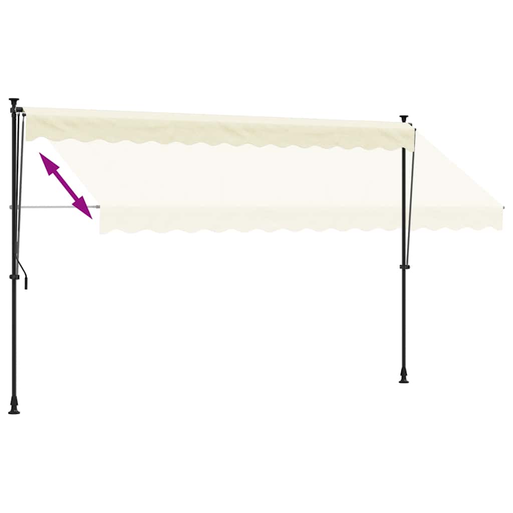 krémszínű szövet és acél feltekerhető napellenző 350 x 150 cm