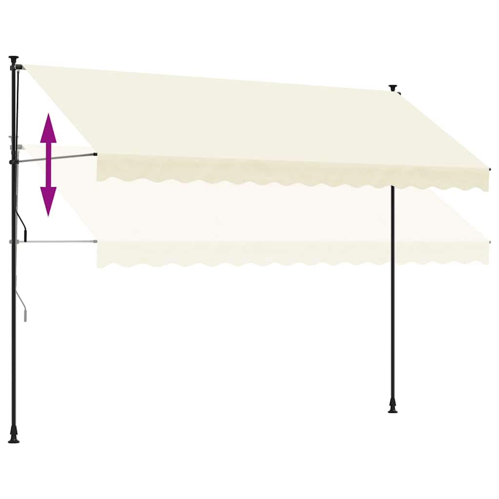 krémszínű szövet és acél feltekerhető napellenző 350 x 150 cm