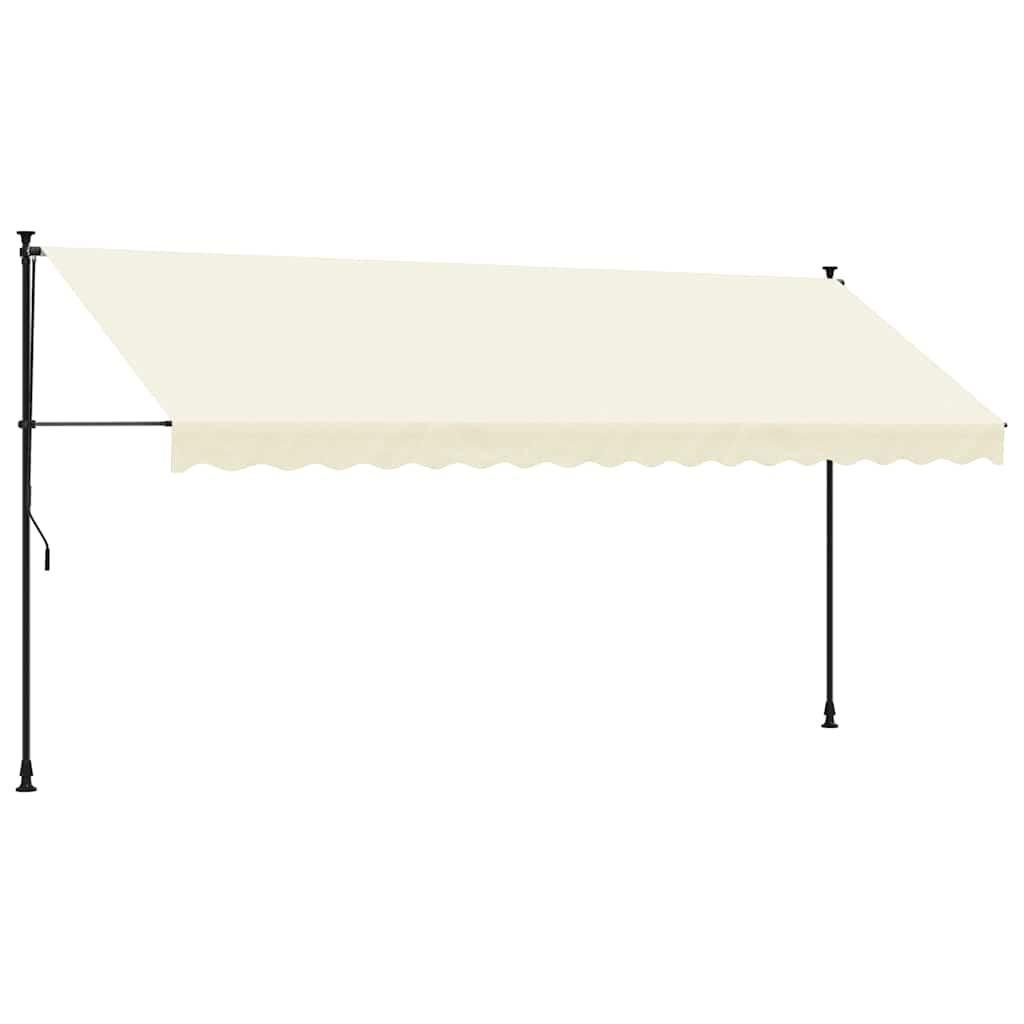 krémszínű szövet és acél feltekerhető napellenző 400 x 150 cm