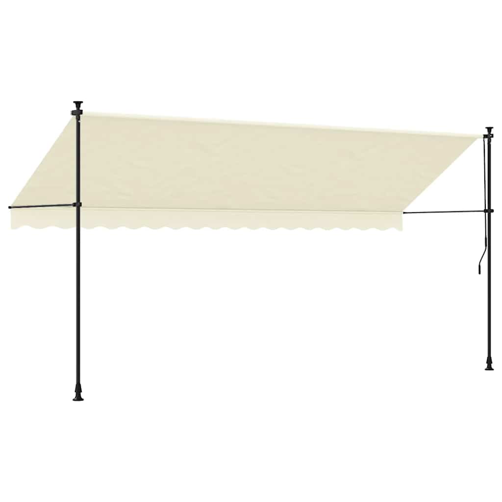 krémszínű szövet és acél feltekerhető napellenző 400 x 150 cm