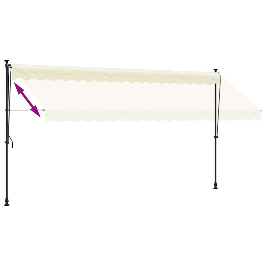 krémszínű szövet és acél feltekerhető napellenző 400 x 150 cm