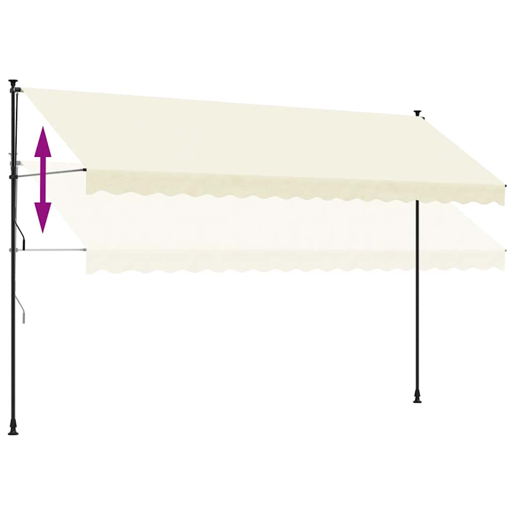 krémszínű szövet és acél feltekerhető napellenző 400 x 150 cm