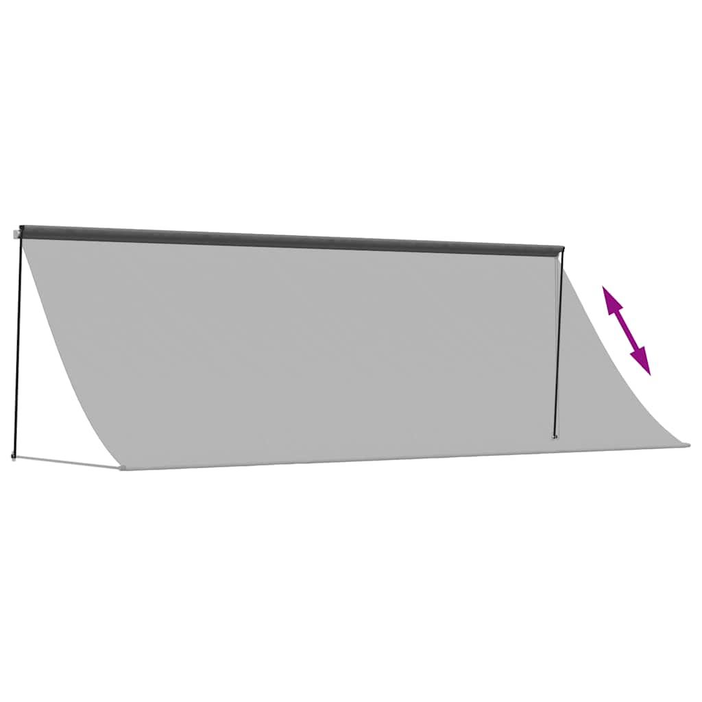 antracit szövet és acél feltekerhető napellenző 400 x 150 cm