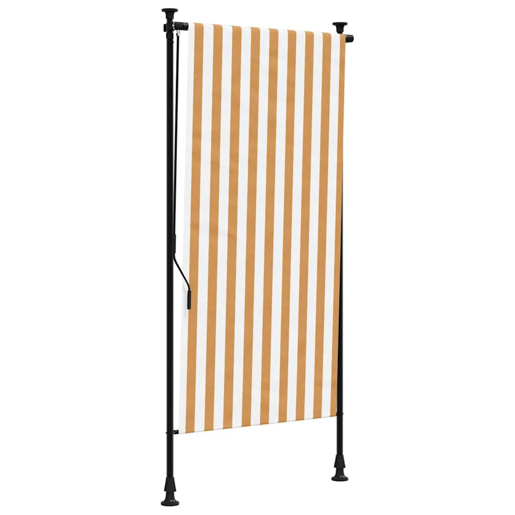 narancssárga és fehér szövet és acél kültéri roló 100 x 270 cm