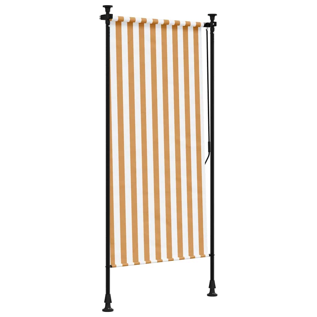narancssárga és fehér szövet és acél kültéri roló 100 x 270 cm
