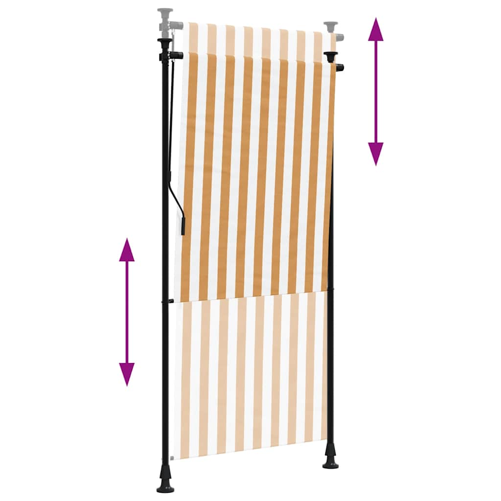 narancssárga és fehér szövet és acél kültéri roló 100 x 270 cm