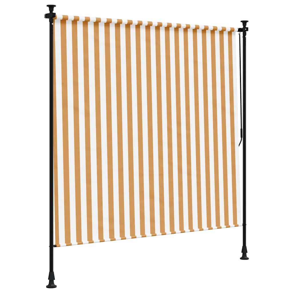 narancssárga és fehér szövet és acél kültéri roló 150 x 270 cm