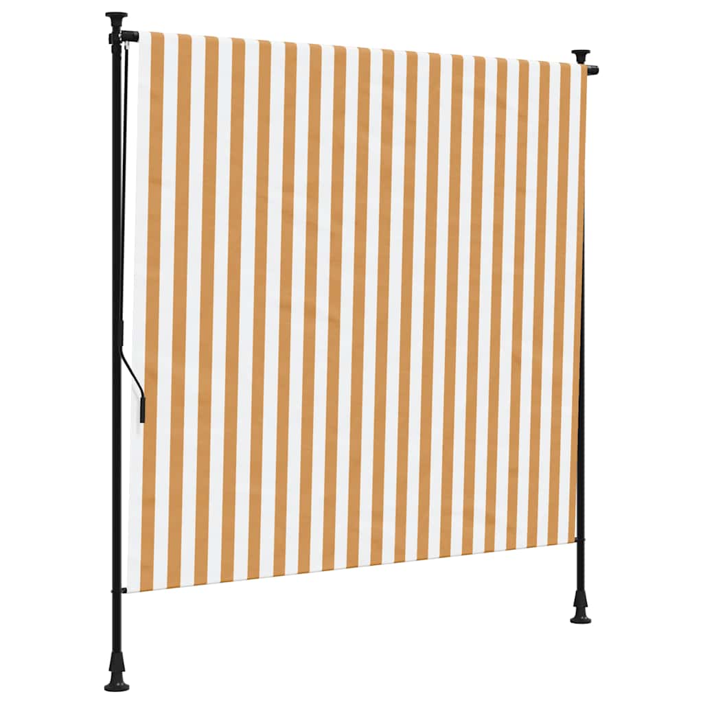 narancssárga és fehér szövet és acél kültéri roló 200 x 270 cm