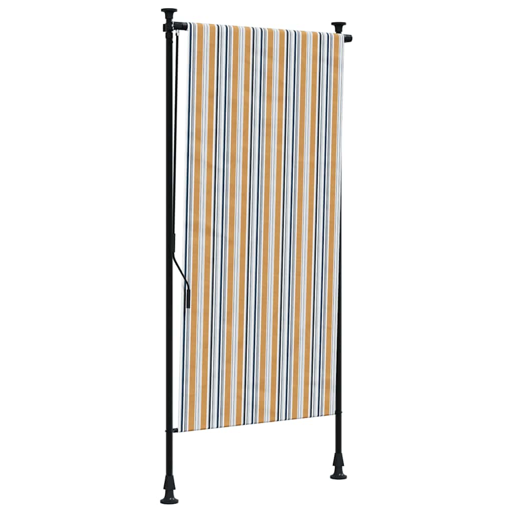 sárga és fehér szövet és acél kültéri roló 100 x 270 cm