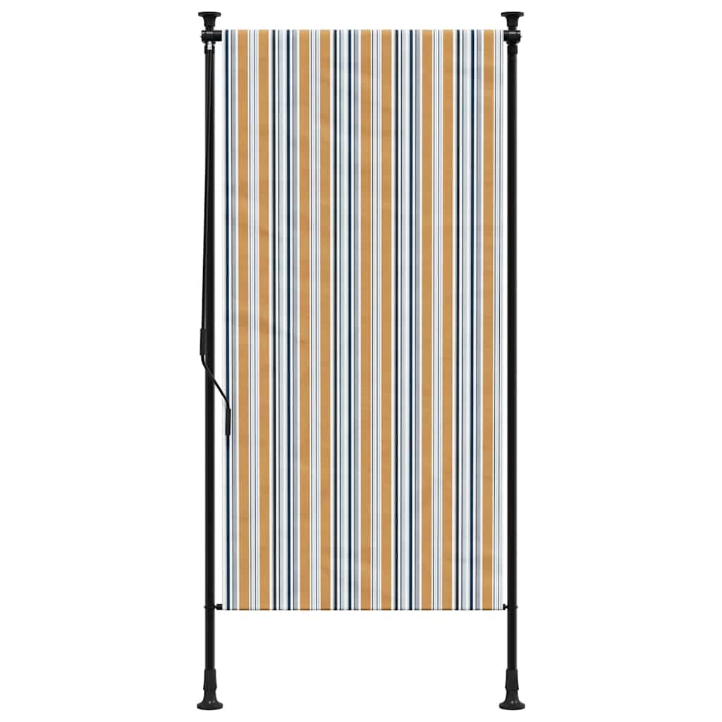 sárga és fehér szövet és acél kültéri roló 100 x 270 cm